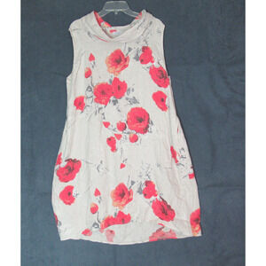 Pure Venice Dress Womens Large Taupe Linen Cowl Neck Midi Summer Lux Italy Made